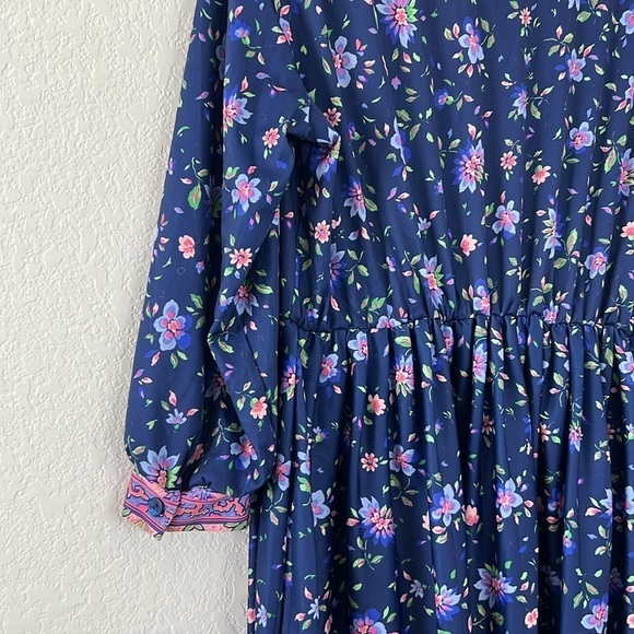 Vintage Anthony Richards Poly Long Sleeve Volup Floral Dress - Picture 7 of 10
